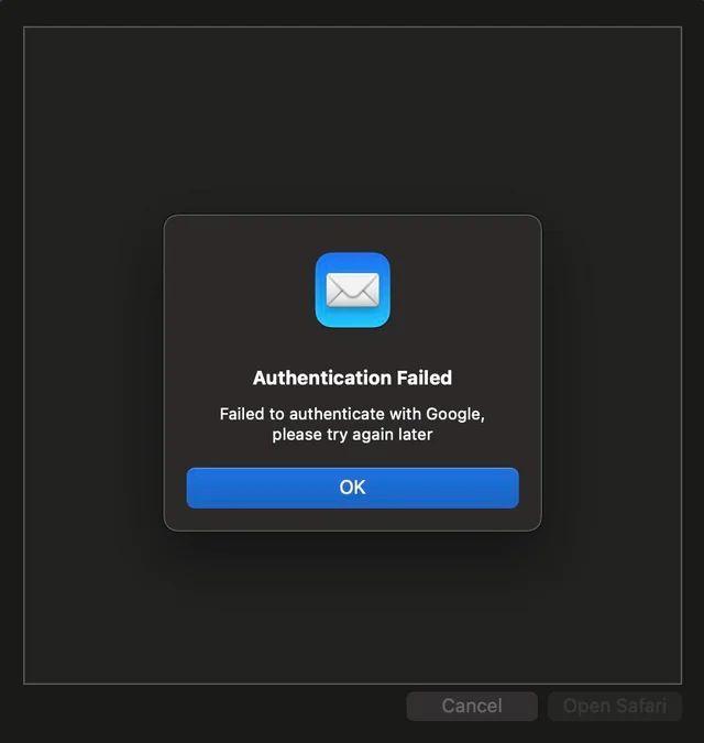 部分苹果macOS 15.5 Mail用户遭遇验证问题，无法使用微软或谷歌账号
